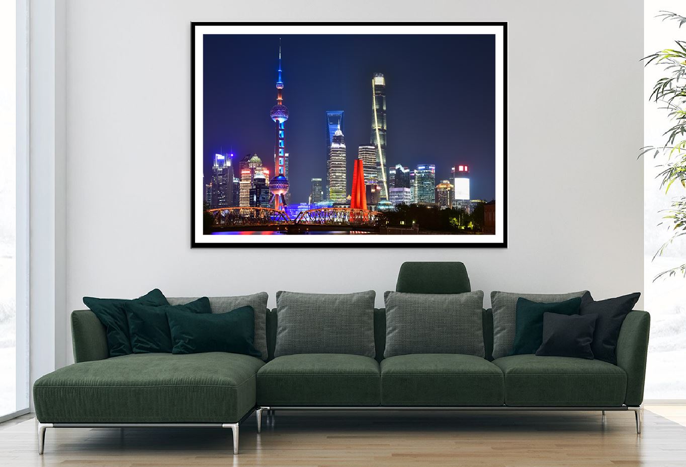 Shanghai Skyline Night View Photograph Home Decor Premium Quality Poster Print Choose Your Sizes