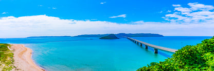 Panoramic Canvas Tsunoshima Bridge Sea View Photograph High Quality 100% Australian Made Wall Canvas Print Ready to Hang