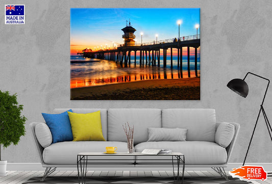 Huntington Beach Pier Sunset View Photograph Print 100% Australian Made