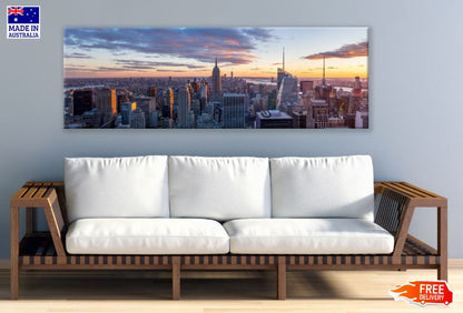 Panoramic Canvas City Skyline View High Quality 100% Australian made wall Canvas Print ready to hang