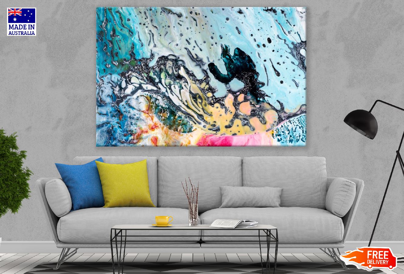 Blue & Silver Abstract Design Print 100% Australian Made