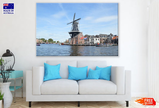 Windmill De Adriaan on River, Netherlands Print 100% Australian Made