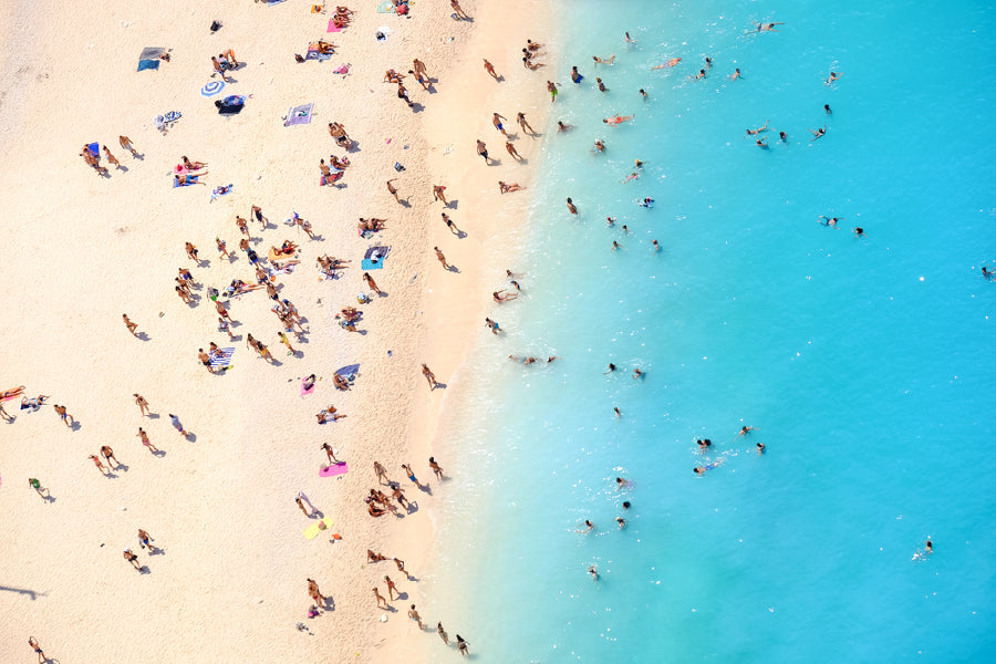 Tourists on Navagio Beach Aerial View Photograph Print 100% Australian Made