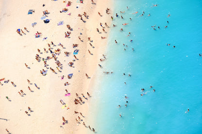 Tourists on Navagio Beach Aerial View Photograph Print 100% Australian Made