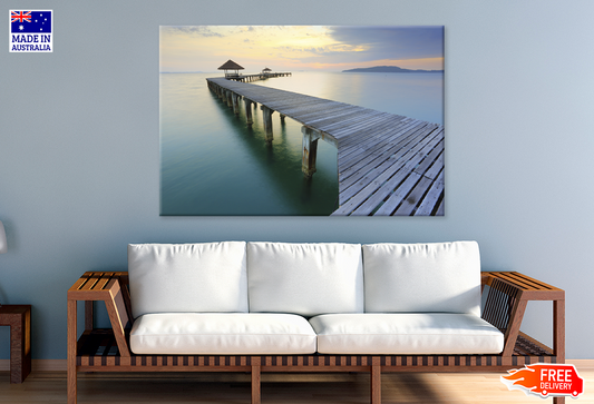 Wooden Pier On River & Sunset Photograph Print 100% Australian Made