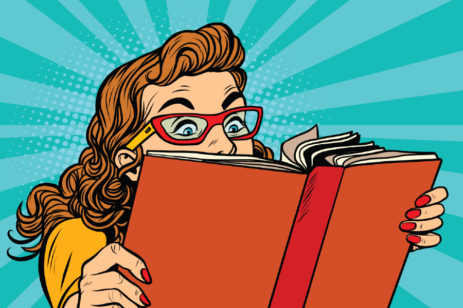 Girl Reading a Book with Glasses Print 100% Australian Made