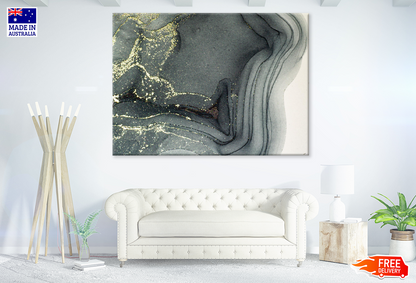 Black White & Gold Abstract Art Print 100% Australian Made