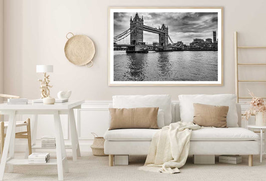 London Bridge & Lake B&W Photograph Home Decor Premium Quality Poster Print Choose Your Sizes