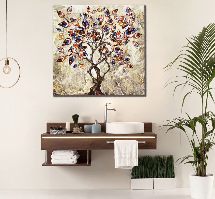 Square Canvas Colourful Tree Painting High Quality Print 100% Australian Made