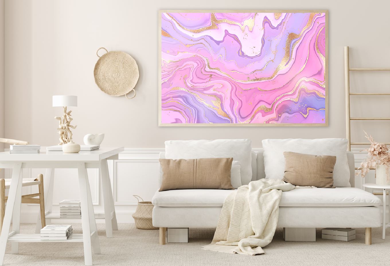 Purple Pink & Gold Fluid Abstract Design Home Decor Premium Quality Poster Print Choose Your Sizes