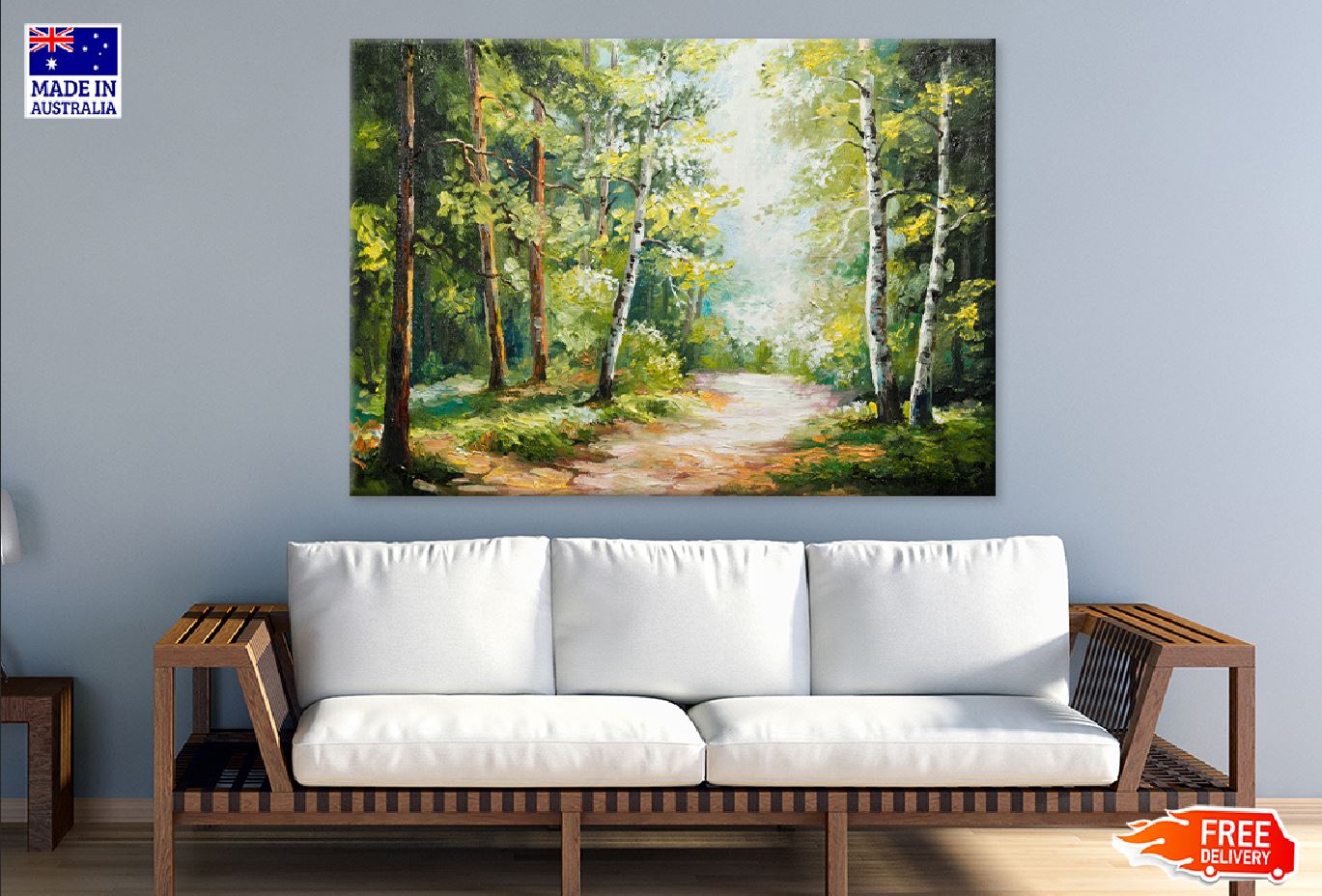 Trees Covered Pathway Watercolor Painting Print 100% Australian Made