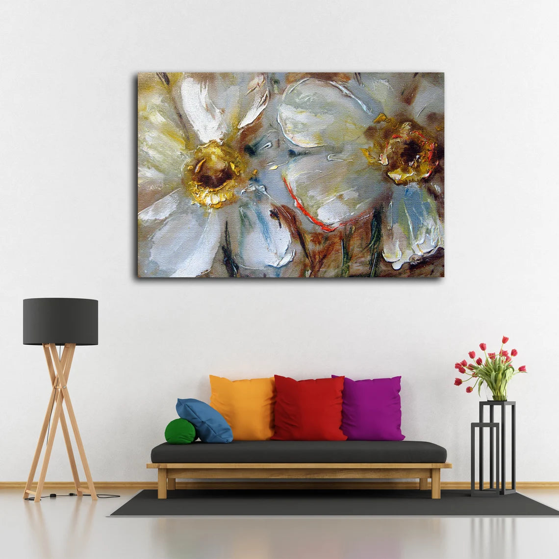 Colorful Flowers Oil Painting Acrylic Glass Print Tempered Glass Wall Art 100% Made in Australia Ready to Hang