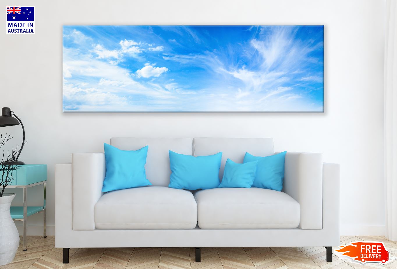 Panoramic Canvas Cloudy Sky Scenery Photograph High Quality 100% Australian Made Wall Canvas Print Ready to Hang