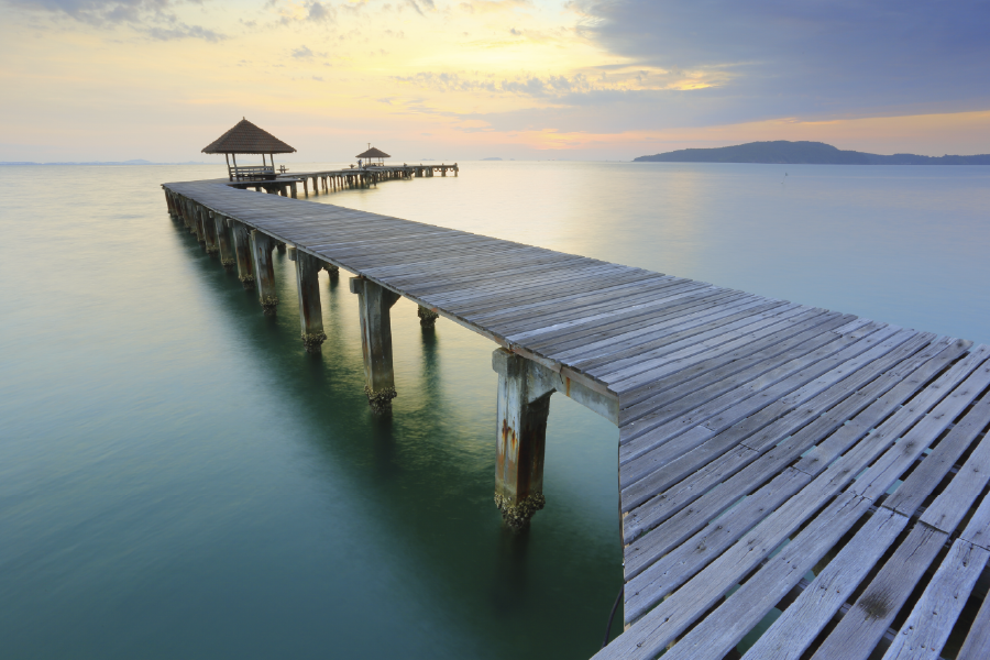 Wooden Pier On River & Sunset Photograph Print 100% Australian Made