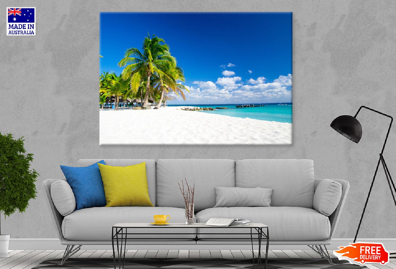 Blue Sky Summer Sea & Palm Trees View Photograph Print 100% Australian Made
