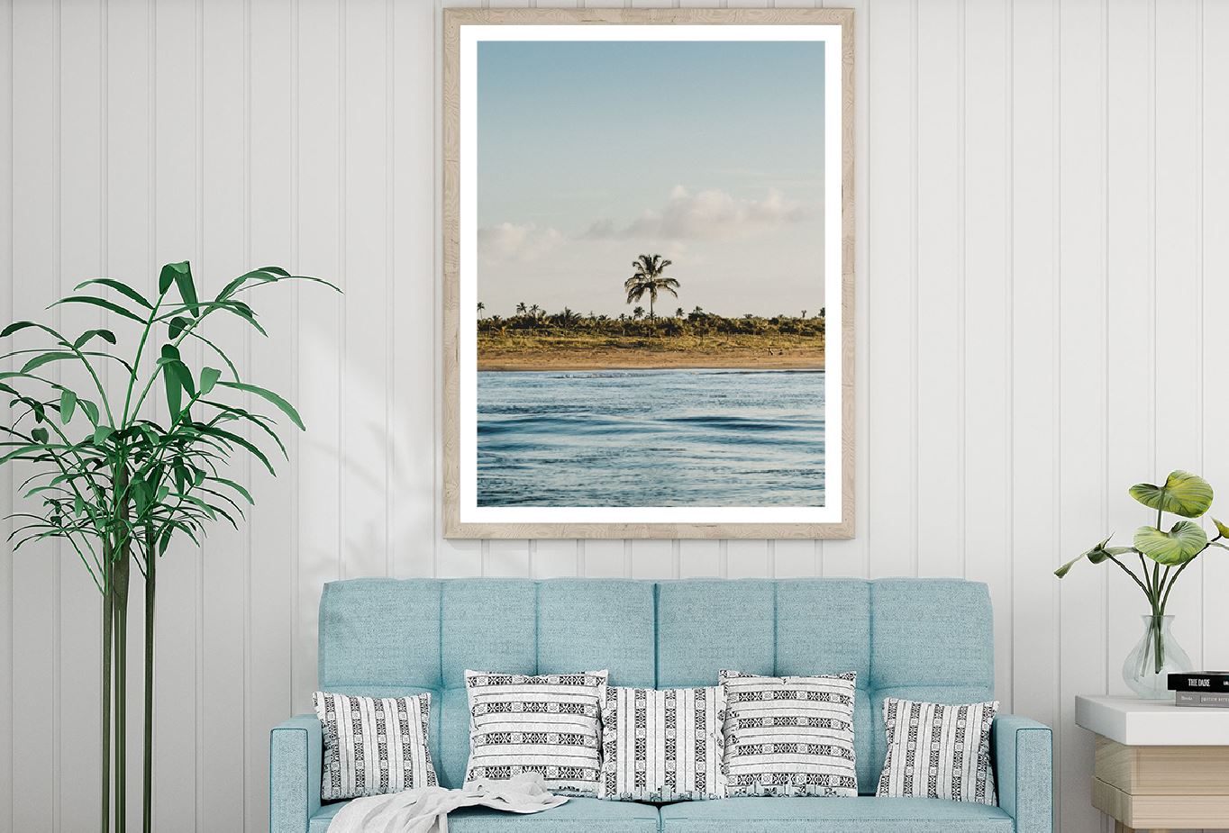 Palm Trees Beach Cloudy Sky View Photograph Home Decor Premium Quality Poster Print Choose Your Sizes