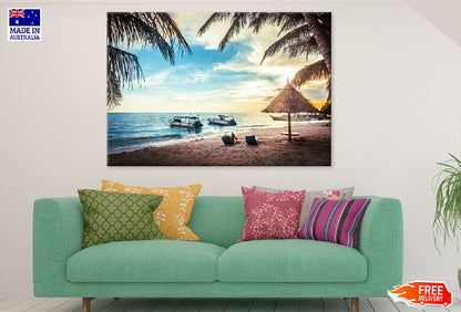 Boats on Beach View Photograph in Malaysia Print 100% Australian Made