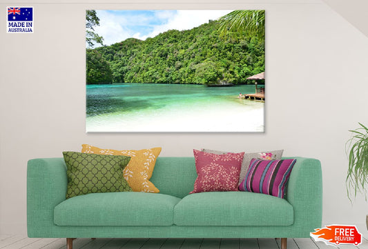 Palau Beach with Forest View Photograph Print 100% Australian Made