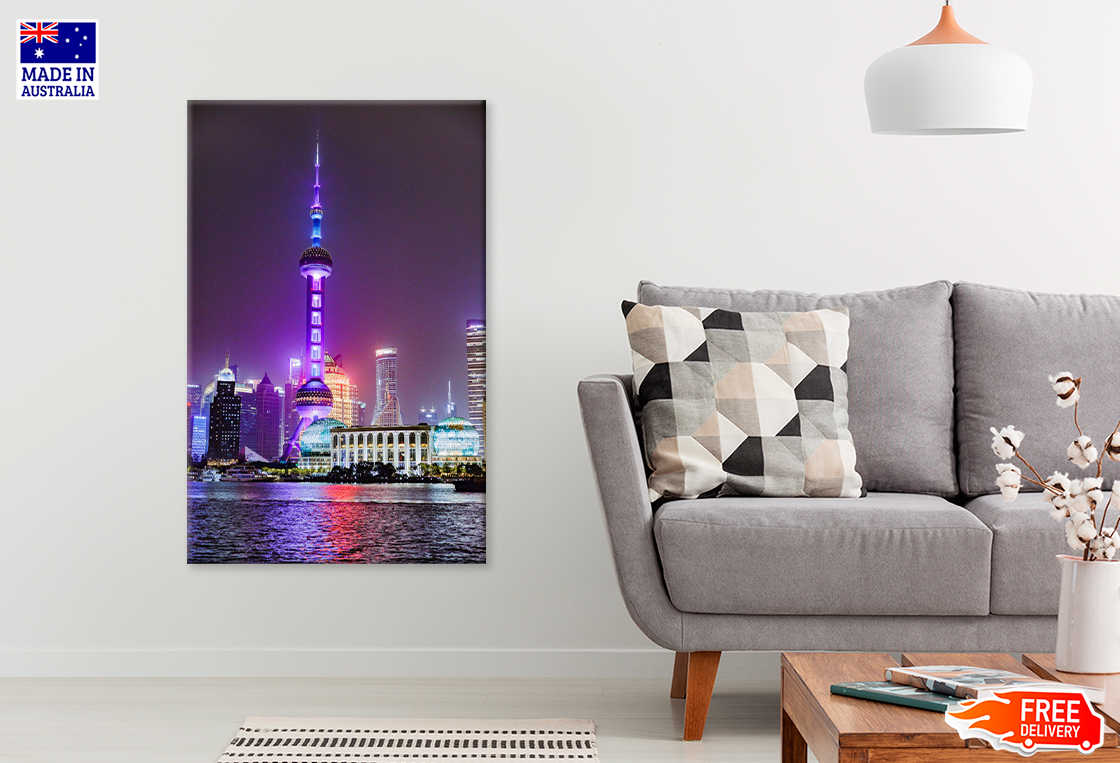 Towers City & River Night View Print 100% Australian Made