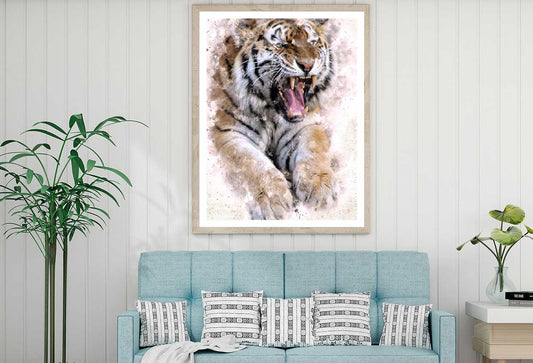 Roaring Tiger Watercolor Painting Home Decor Premium Quality Poster Print Choose Your Sizes