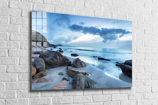 Rocky Seashore View Print Tempered Glass Wall Art 100% Made in Australia Ready to Hang