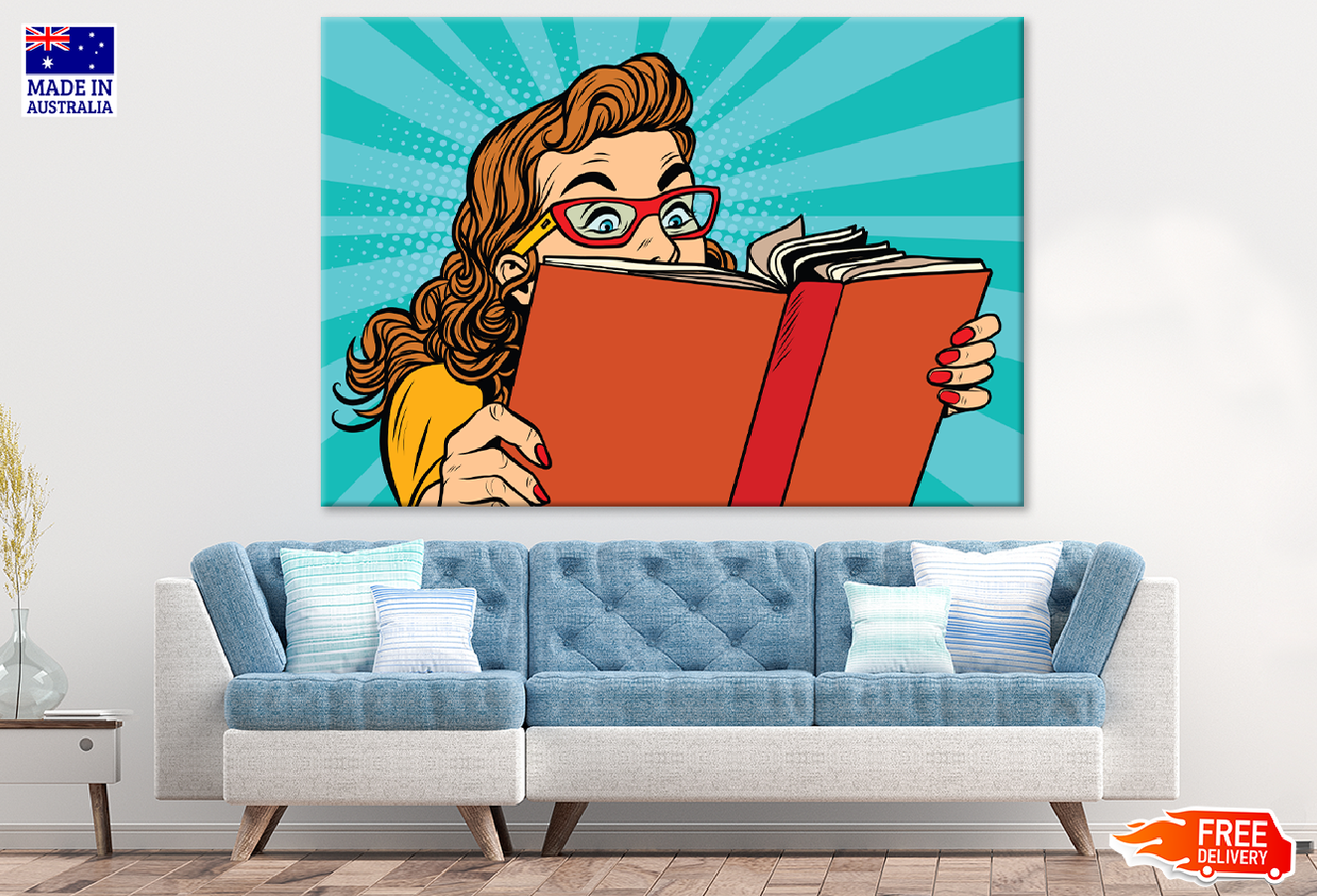 Girl Reading a Book with Glasses Print 100% Australian Made
