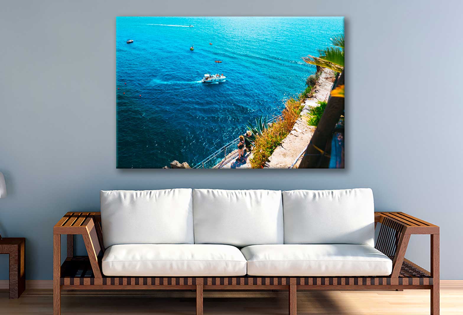 Bella Home Boats and Yachts on Sea Scenery Print Canvas Ready to hang