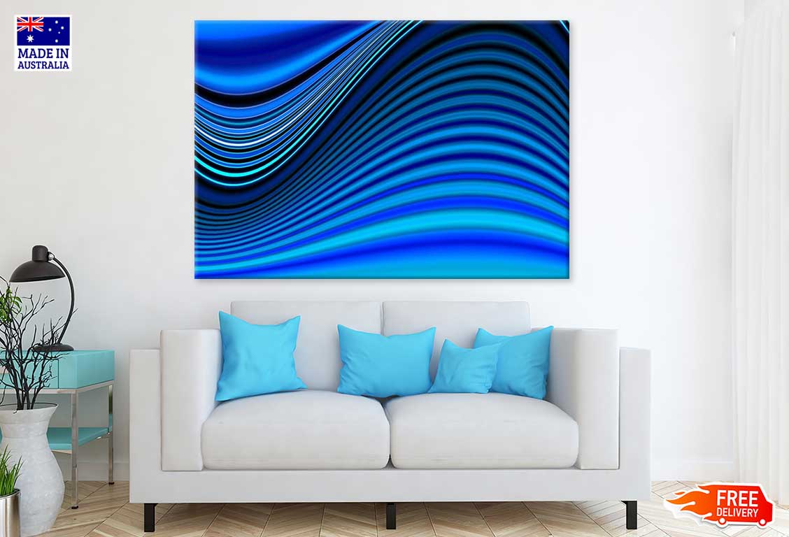 Blue Digital Lines Abstract Design Print 100% Australian Made