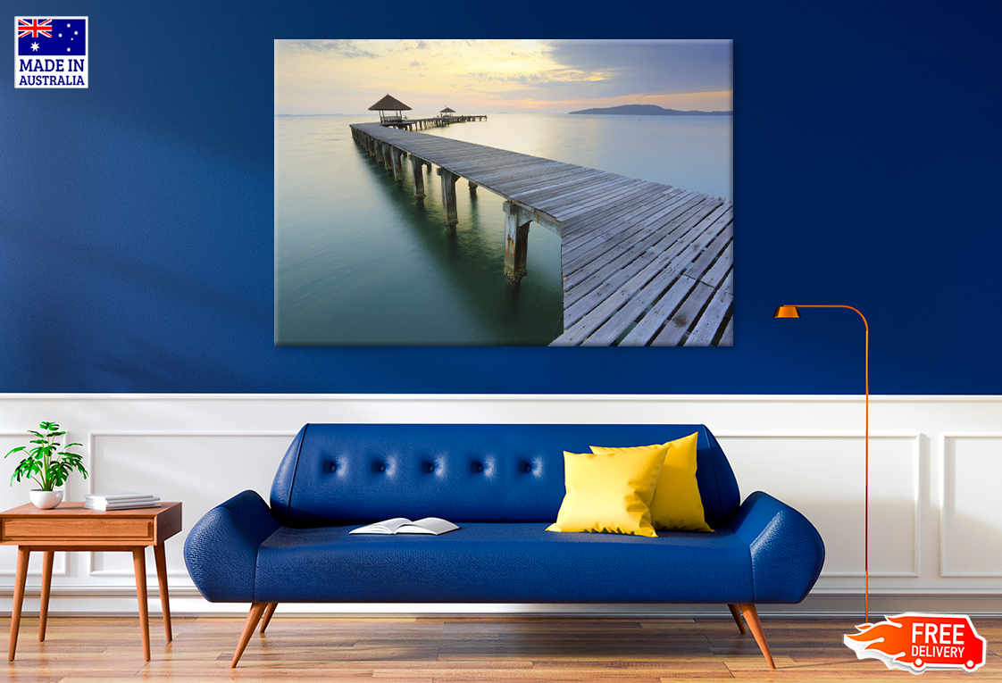 Wooden Pier On River & Sunset Photograph Print 100% Australian Made