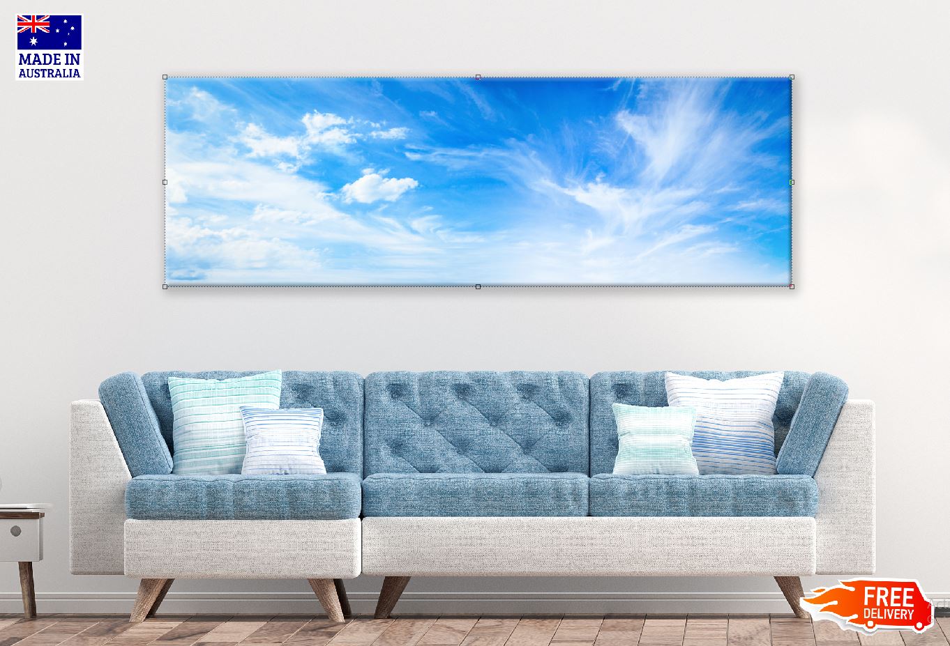 Panoramic Canvas Cloudy Sky Scenery Photograph High Quality 100% Australian Made Wall Canvas Print Ready to Hang