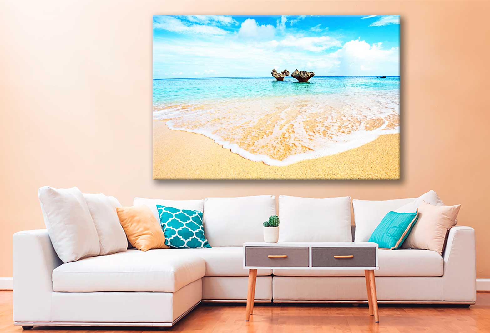 Bella Home Heart Rock Sea in The Sea Print Canvas Ready to hang