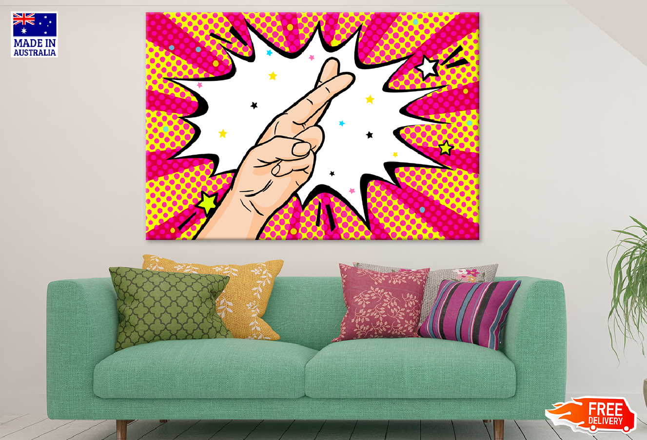 Good Luck Hand Sign Illustration Print 100% Australian Made