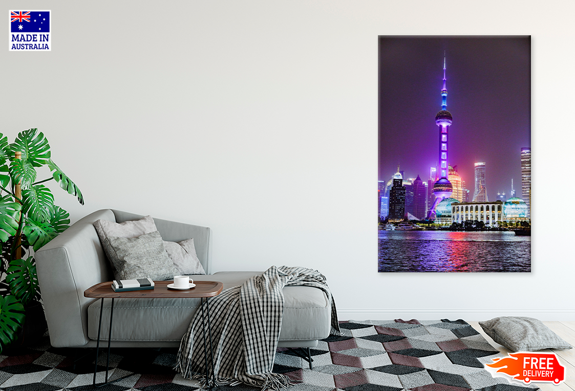 Towers City & River Night View Print 100% Australian Made