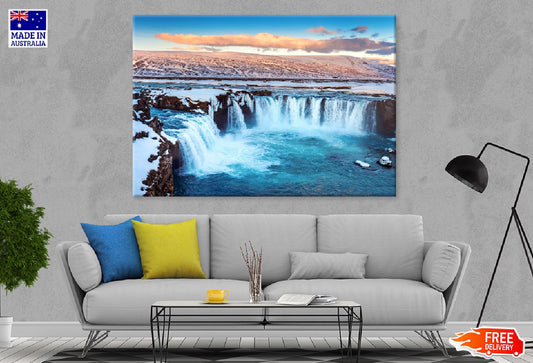 Godafoss Waterfall Sunset Photograph in Iceland Print 100% Australian Made