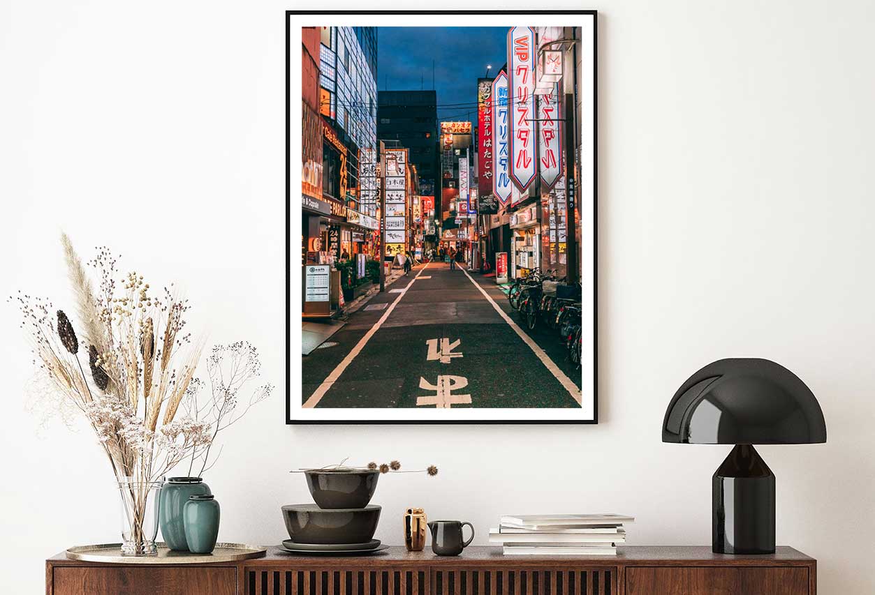 Street Shinjuku District View Photograph in Tokyo Home Decor Premium Quality Poster Print Choose Your Sizes