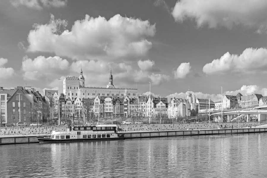 Bella Home Szczecin Waterfront B&W Scenery Print Canvas Ready to hang