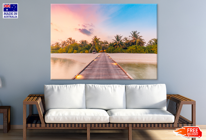 Wooden Pier & Palm Trees View Photograph Print 100% Australian Made