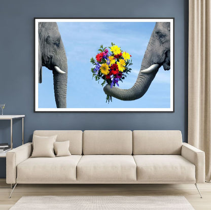 Elephants & Bouquet Photograph Home Decor Premium Quality Poster Print Choose Your Sizes