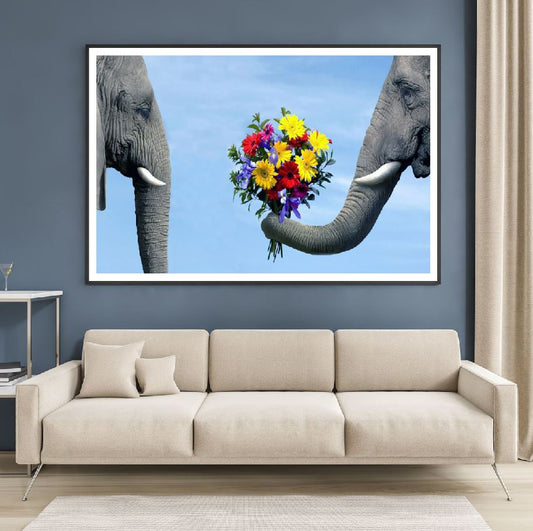 Elephants & Bouquet Photograph Home Decor Premium Quality Poster Print Choose Your Sizes