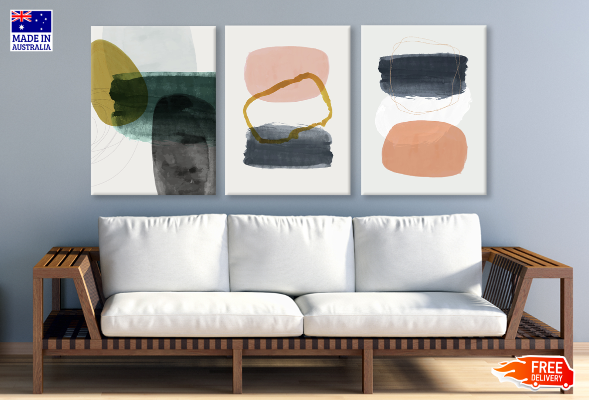 3 Set of Abstract Colourful Design High Quality print 100% Australian made wall Canvas ready to hang