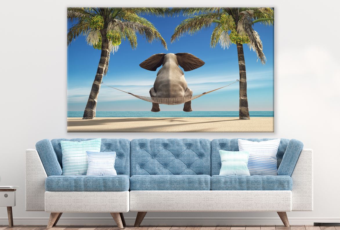 Elephant Swing Between Trees Beach Print 100% Australian Made