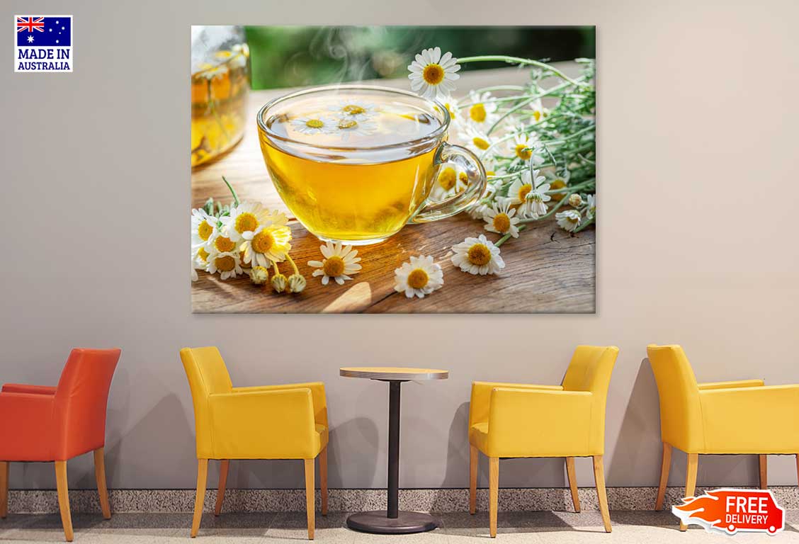 Chamomile Tea with Flower View Photograph Print 100% Australian Made