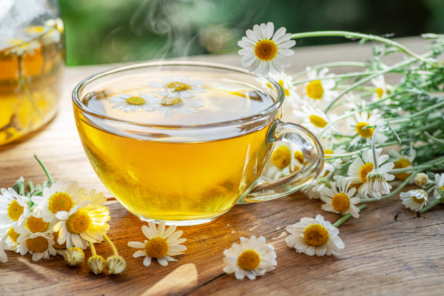 Chamomile Tea with Flower View Photograph Print 100% Australian Made