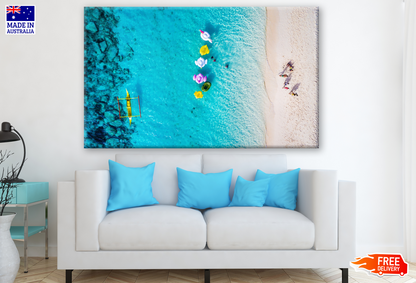 Top View of People Enjoying the Beach Photograph Print 100% Australian Made