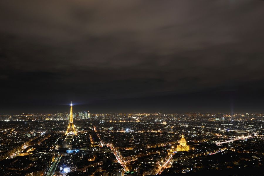 Paris City Aerial Night View Photograph, France Print 100% Australian Made