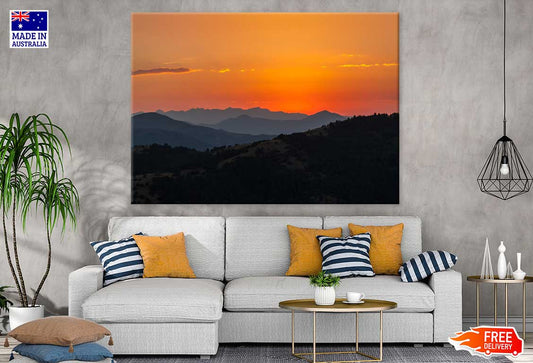Dark Mountains over Sunset View Photograph Print 100% Australian Made