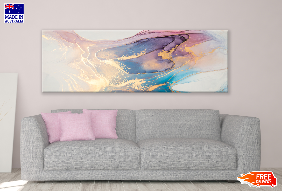 Panoramic Canvas Colourful Abstract Design High Quality 100% Australian made wall Canvas Print ready to hang