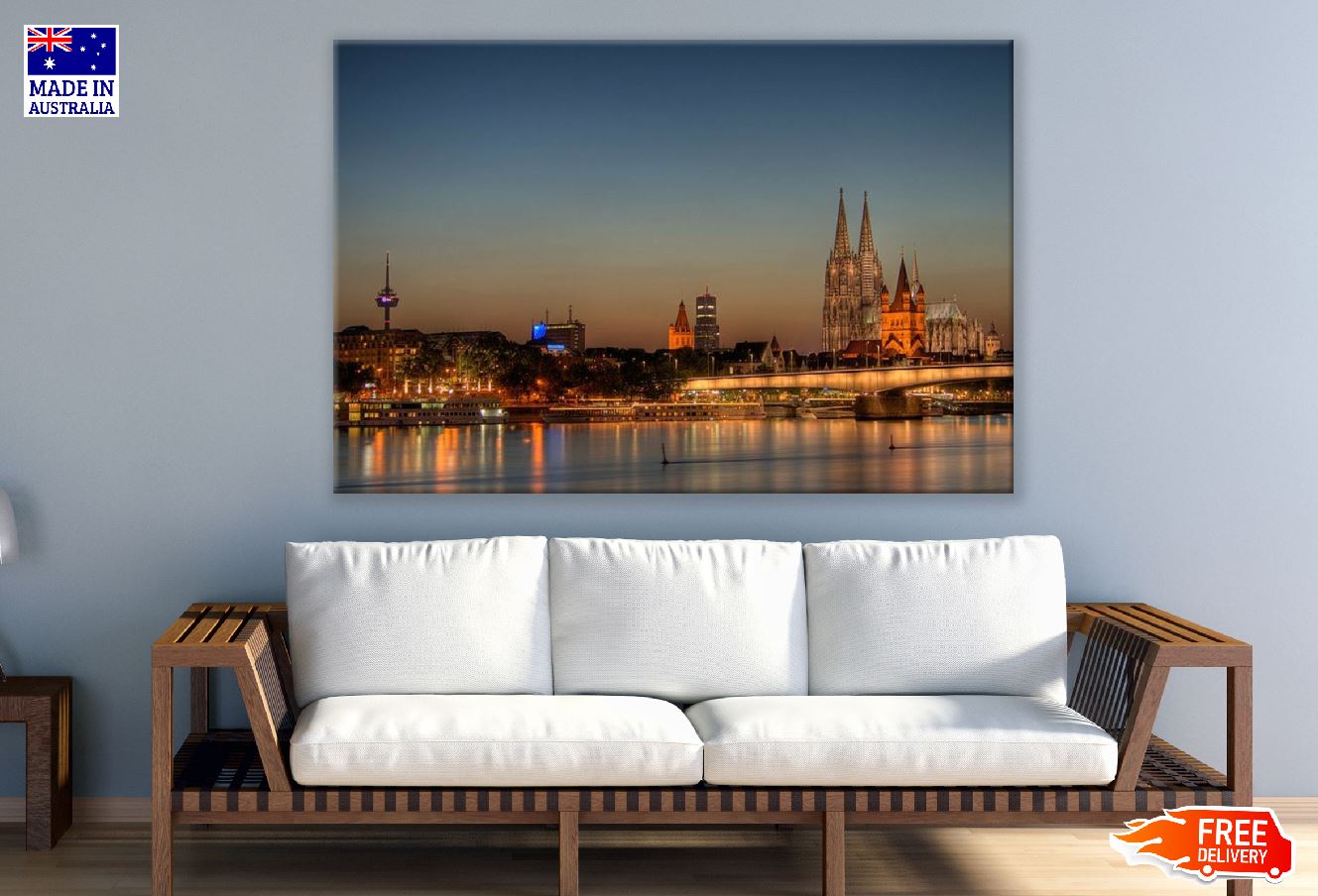 Cologne City in Germany Night View Photograph Print 100% Australian Made