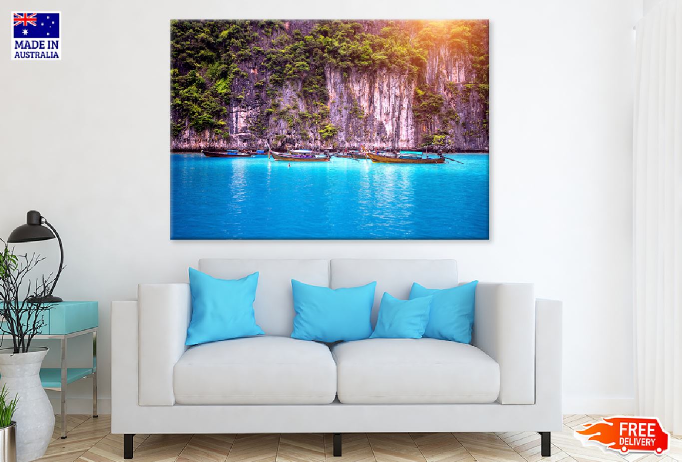 Boats on Maya Bay Phi Phi Island Photograph Print 100% Australian Made
