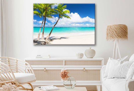 Bella Home Palm Trees & Tropical White Beach Print Canvas Ready to hang